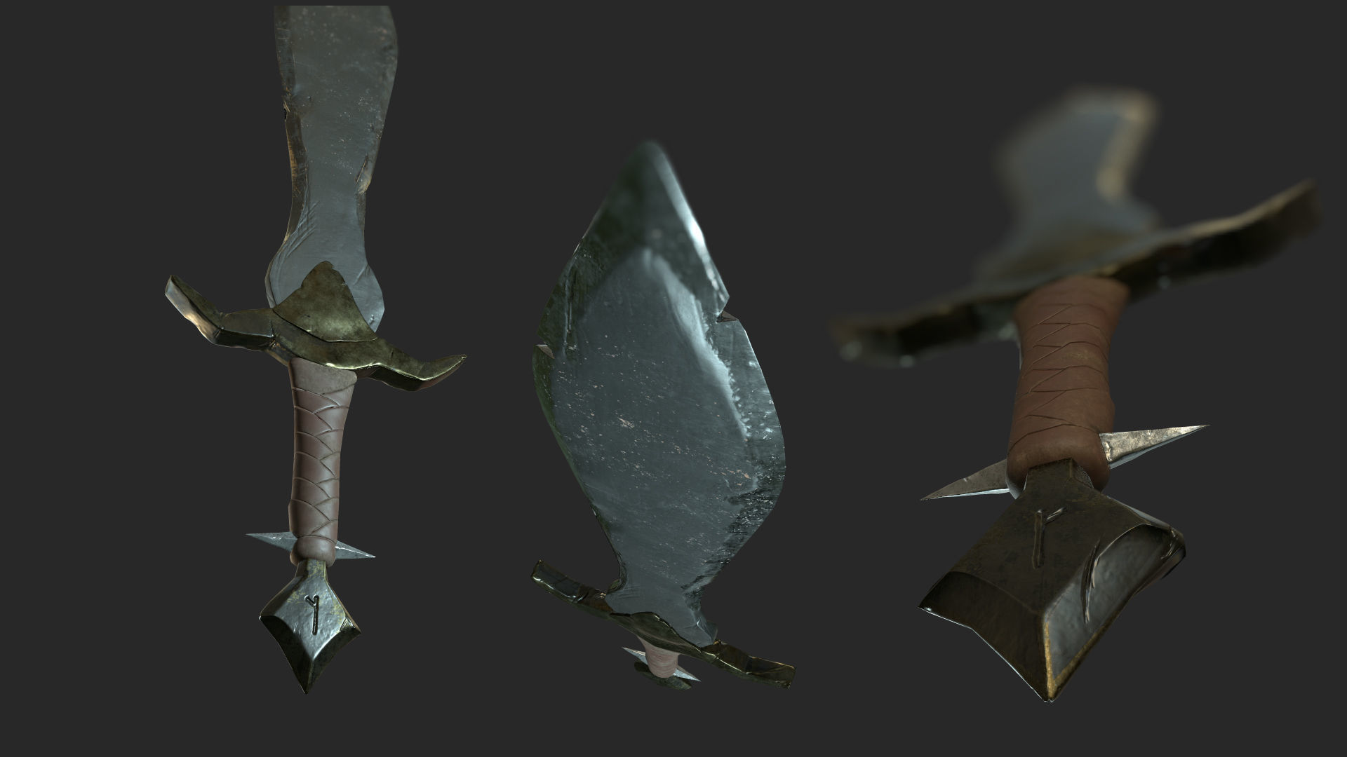 Medieval fantasy short sword Low-poly 3D model_3