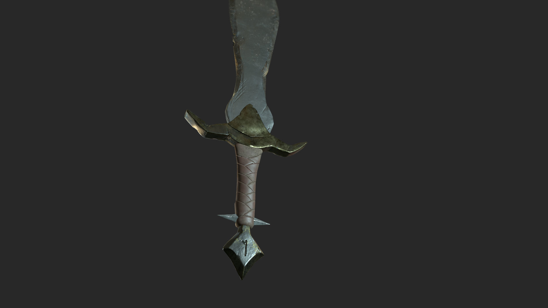 Medieval fantasy short sword Low-poly 3D model_7