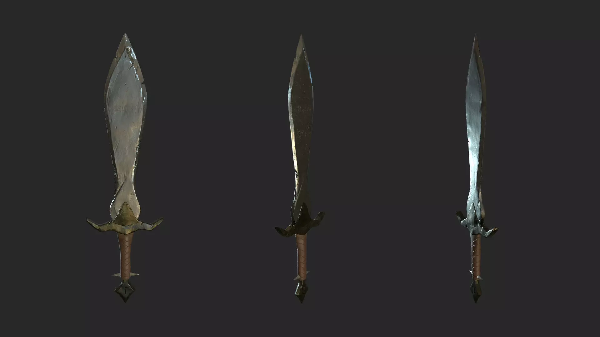 Medieval fantasy short sword Low-poly 3D model_0