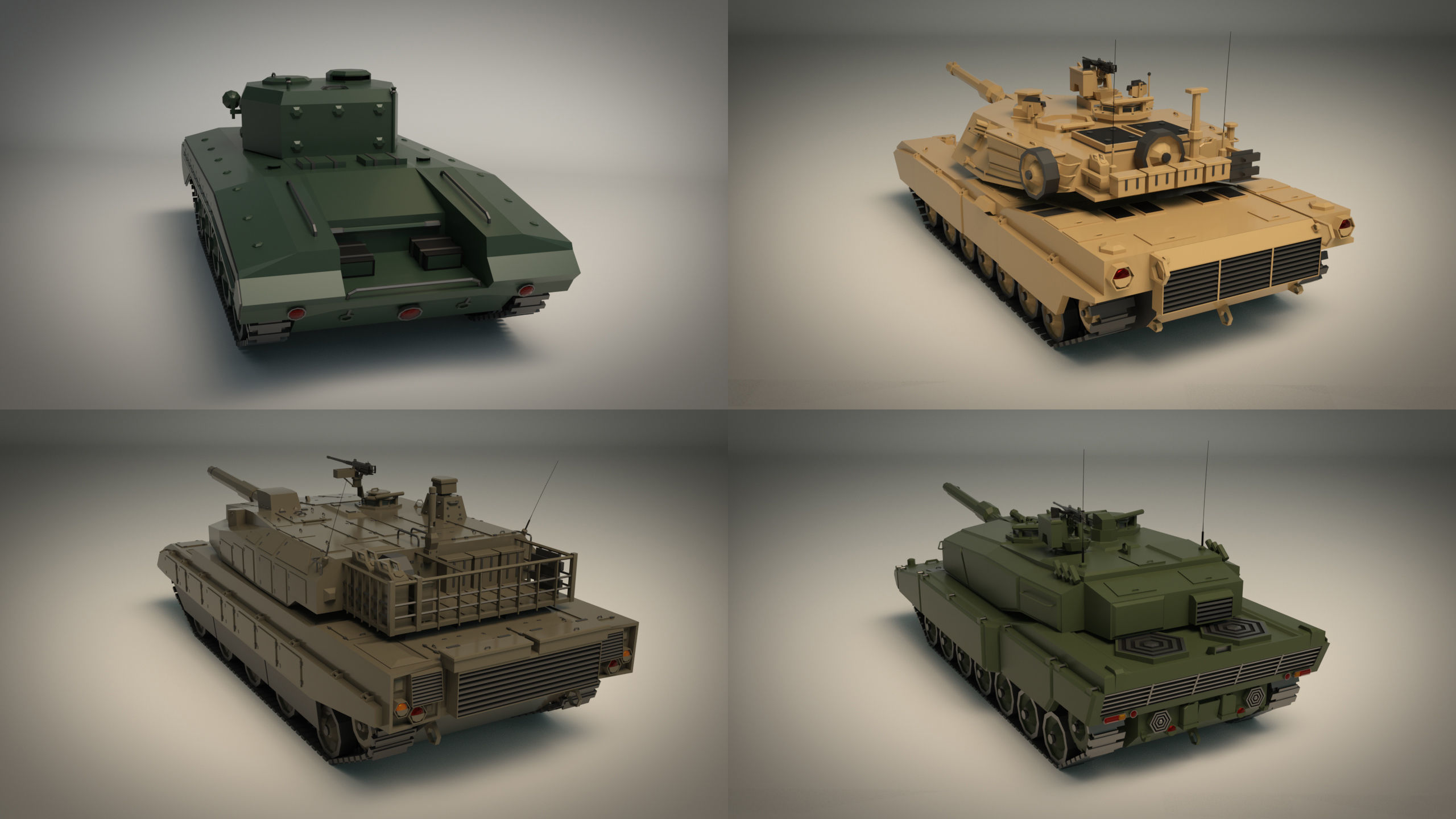 Low Poly Tank Pack 01 3D Model Collection_8