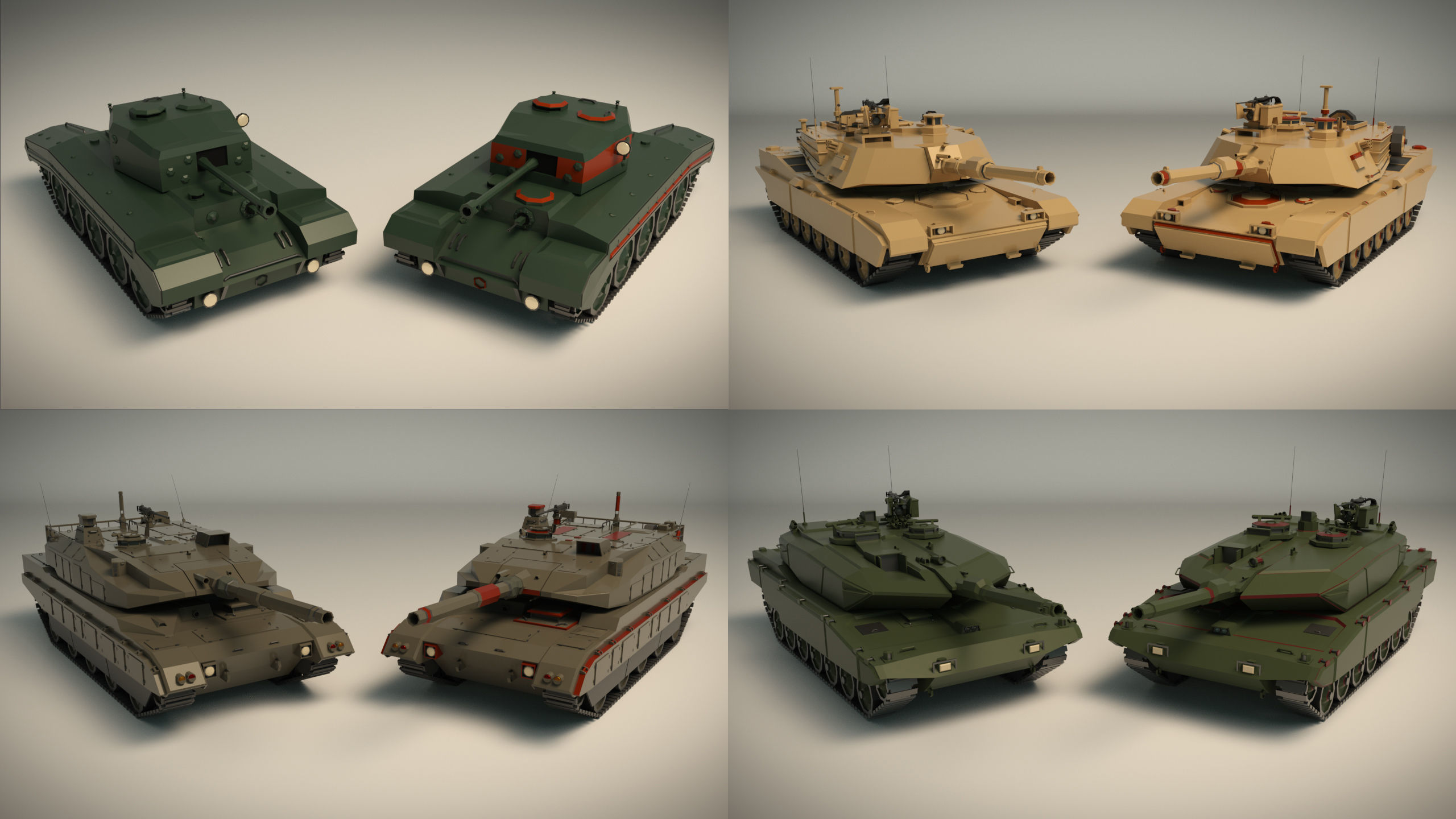 Low Poly Tank Pack 01 3D Model Collection_6