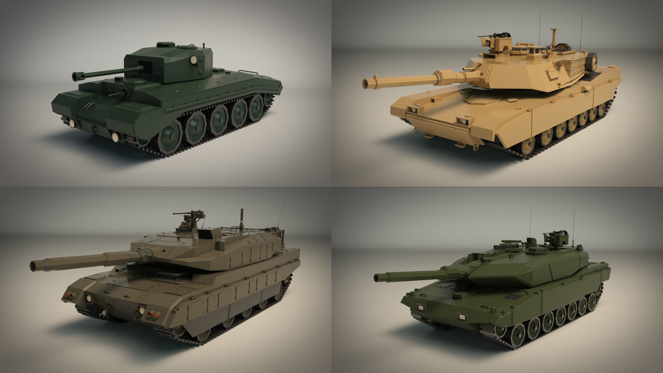 Low Poly Tank Pack 01 3D Model Collection_7