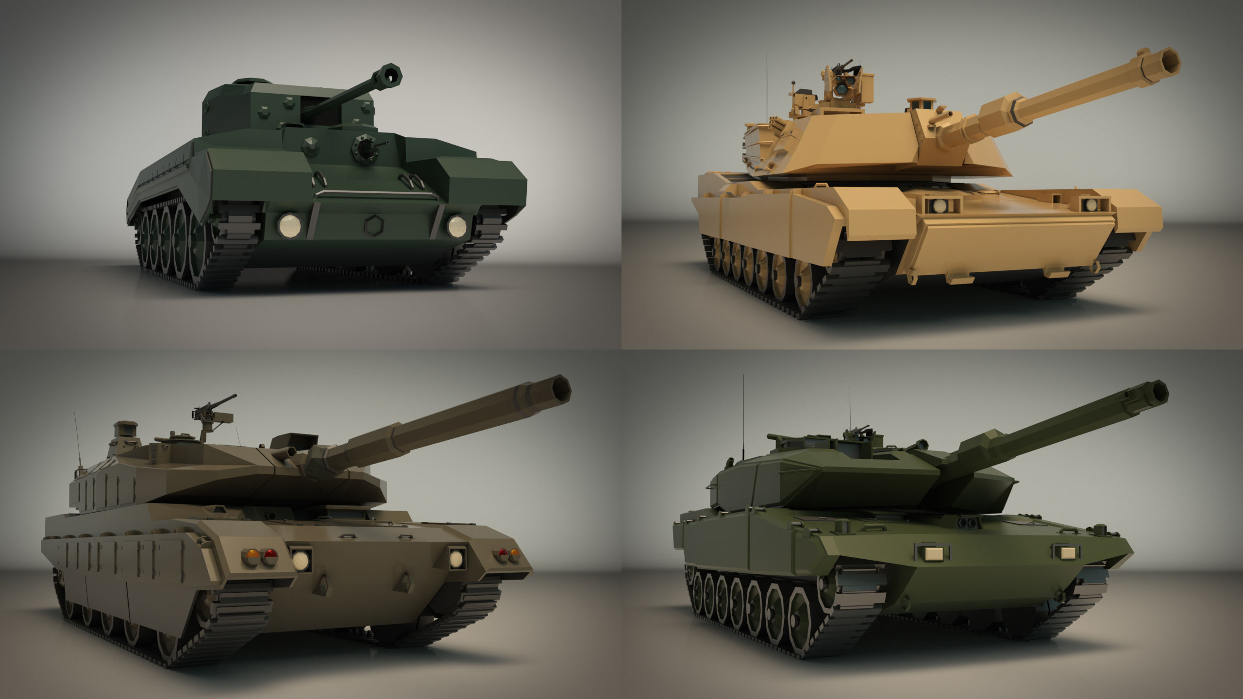 Low Poly Tank Pack 01 3D Model Collection_11