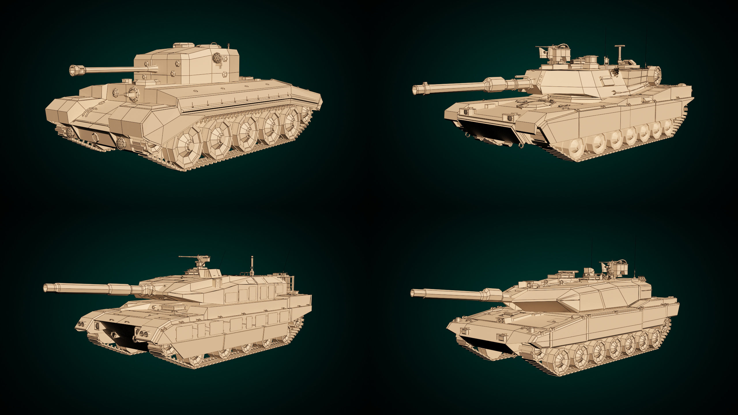 Low Poly Tank Pack 01 3D Model Collection_13