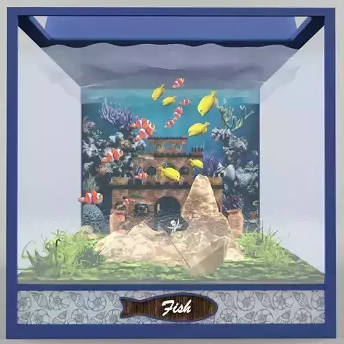 Aquarium with fish and plants inside 3D model