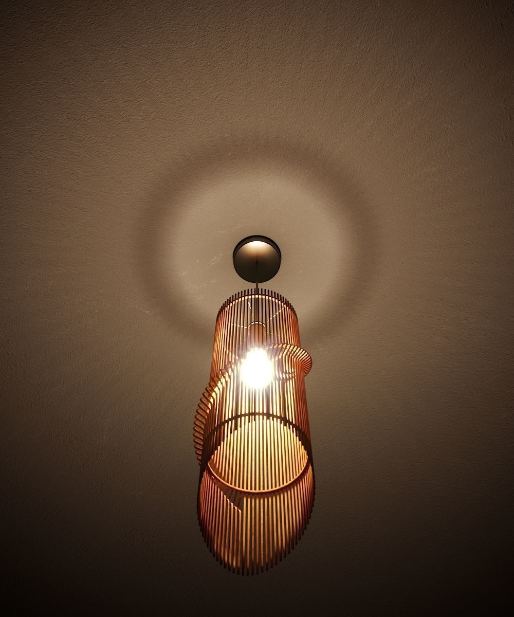 Twisted wooden lamp 3D model_2