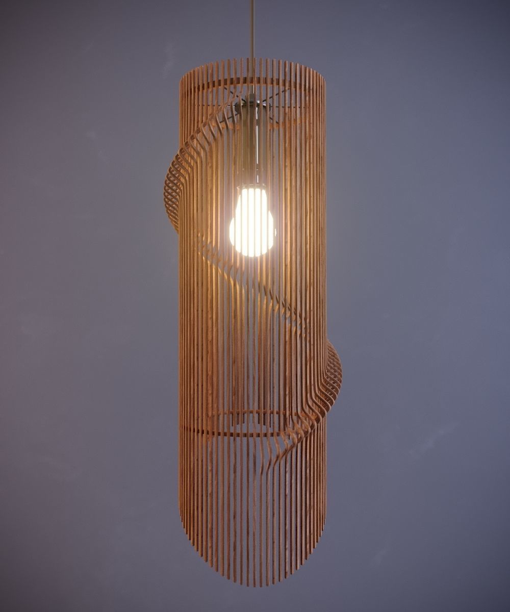 Twisted wooden lamp 3D model_5