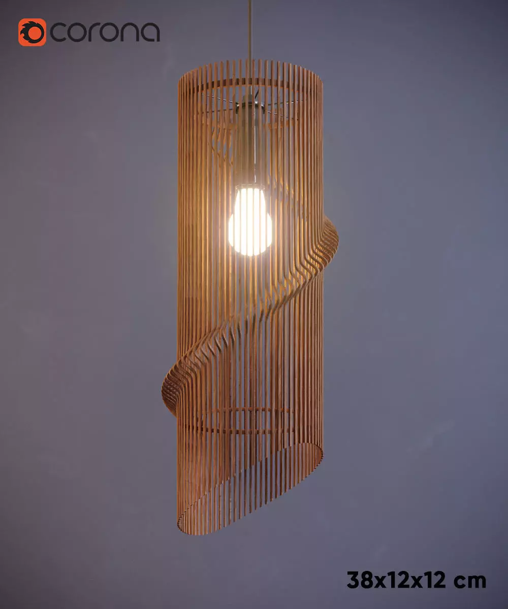 Twisted wooden lamp 3D model_0