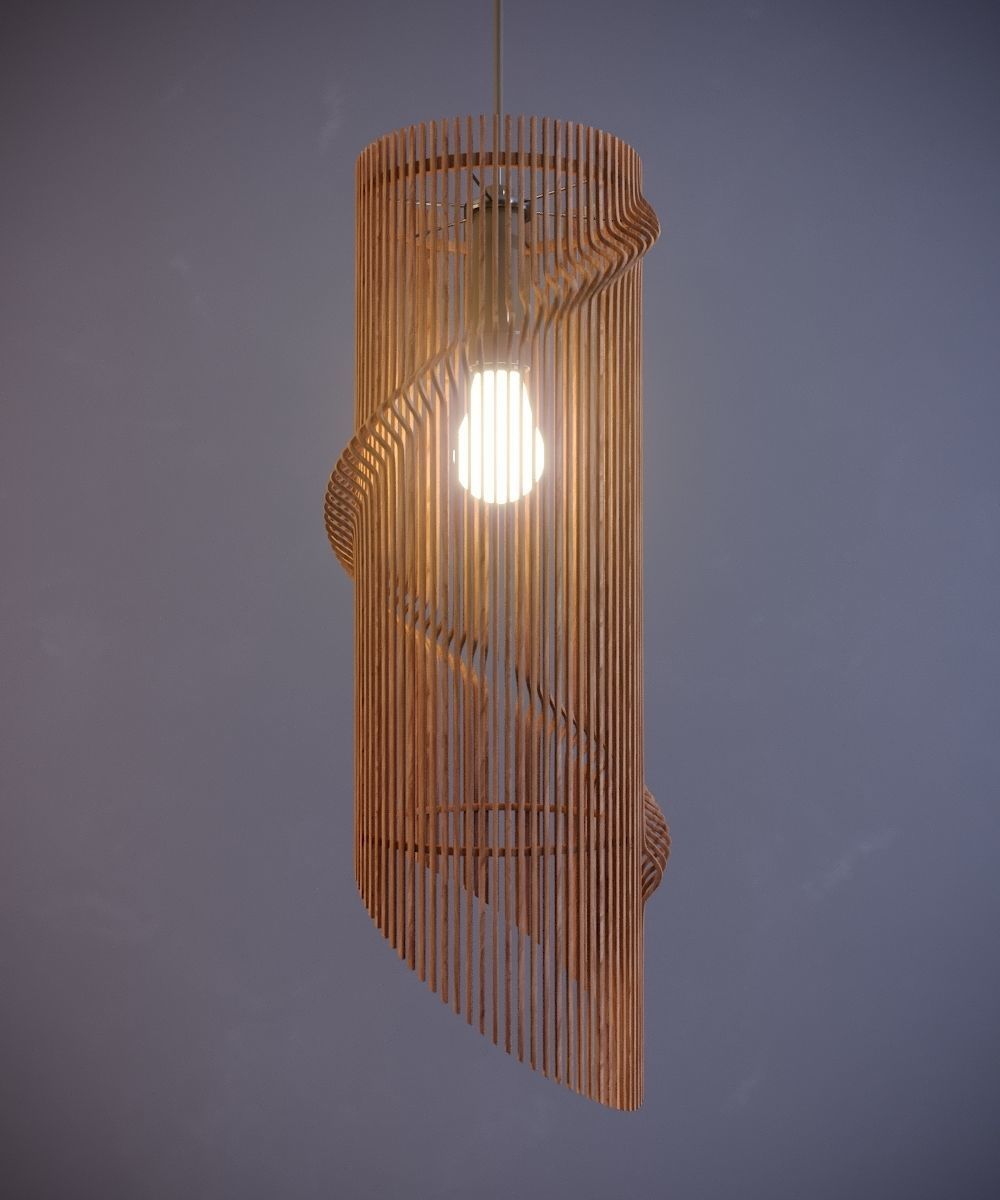 Twisted wooden lamp 3D model_6