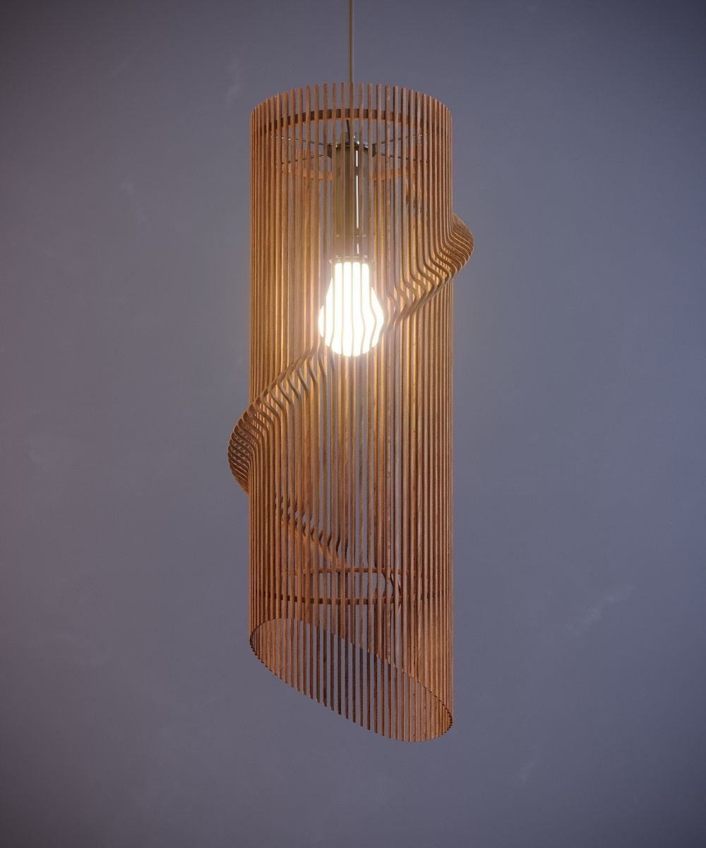 Twisted wooden lamp 3D model_7