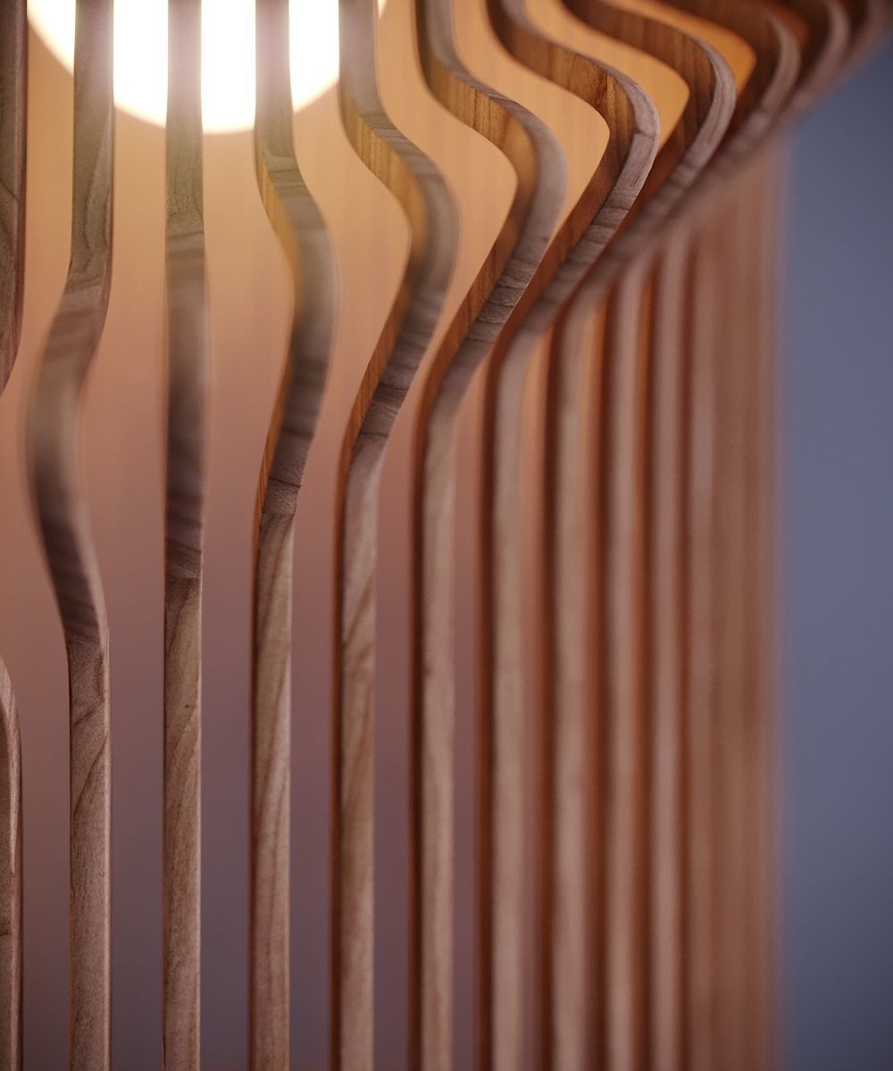 Twisted wooden lamp 3D model_1