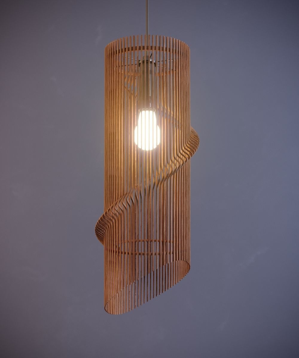 Twisted wooden lamp 3D model_3