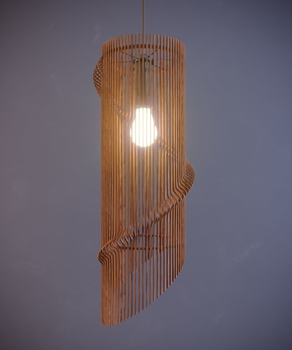 Twisted wooden lamp 3D model_4