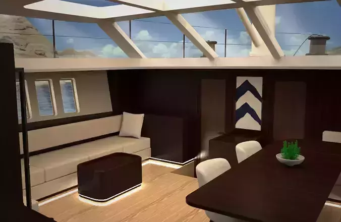 78 Feet Oyster Sailing Yacht Saloon  3D model