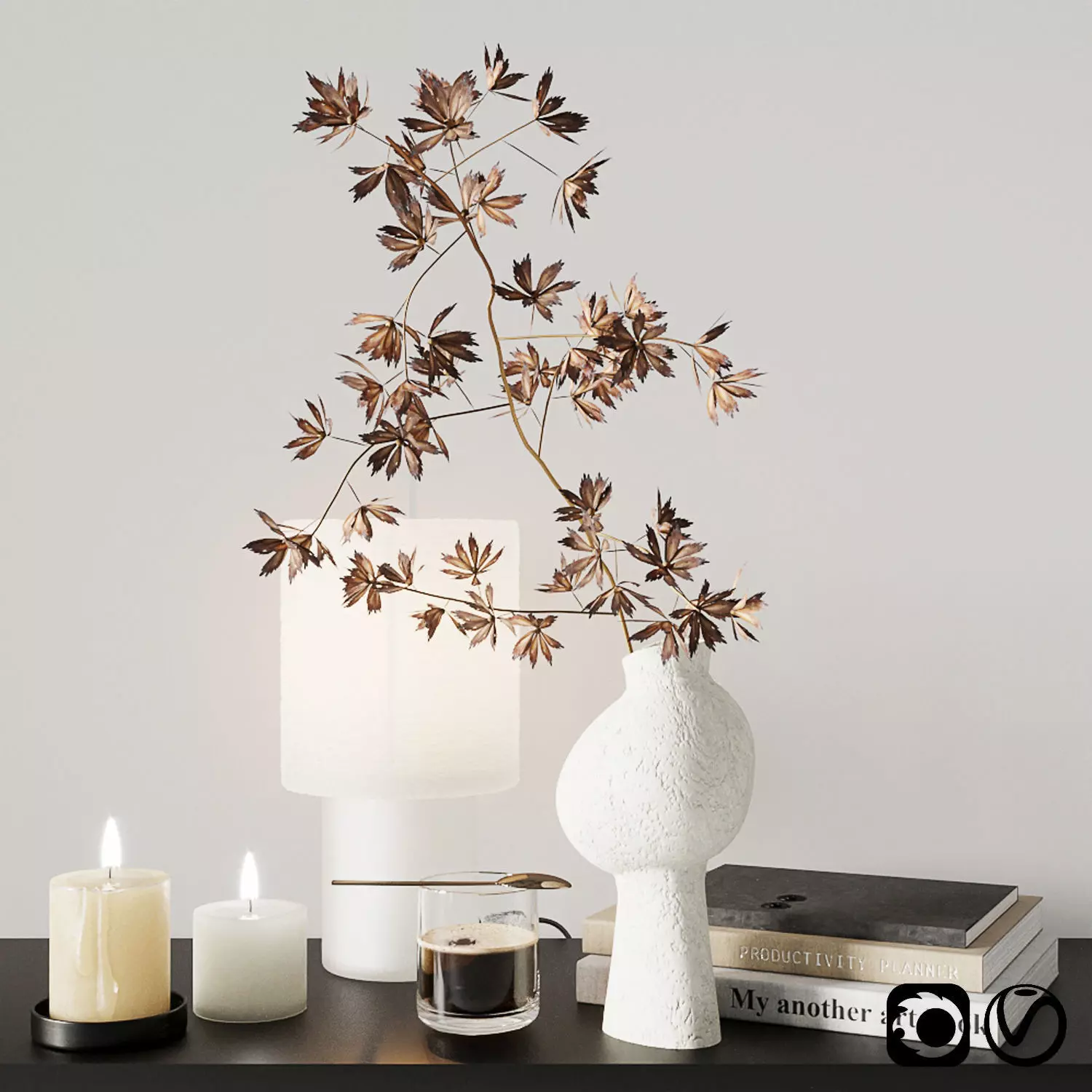 Autumn decorative set 3D model_0