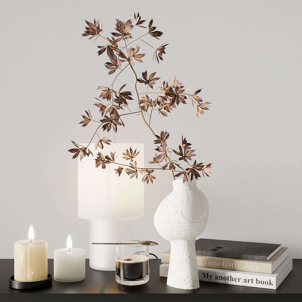 Autumn decorative set 3D model_4