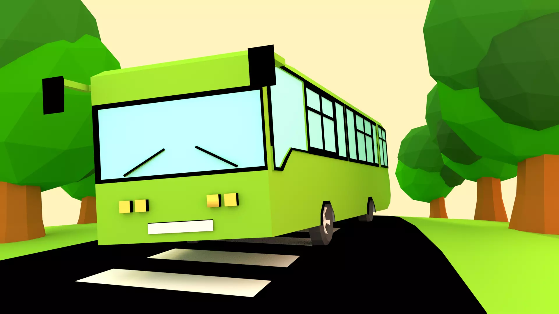 Cartoon Bus  Low-poly 3D model_0