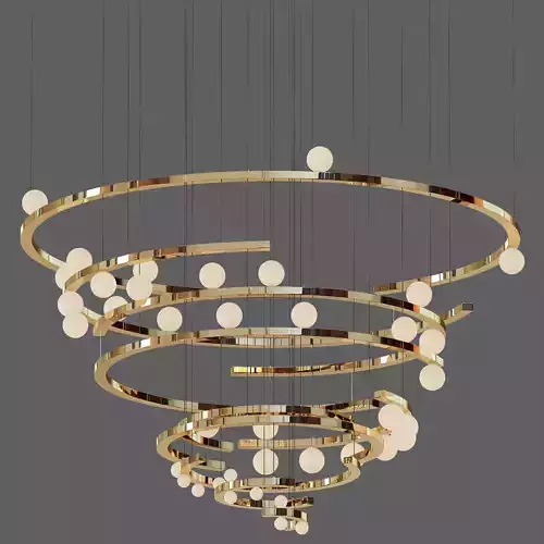 Chandelier circular with balls hanging from it 3D model