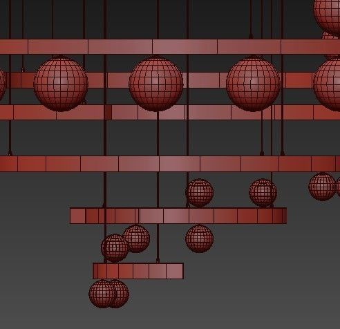 Chandelier circular with balls hanging from it 3D model_6