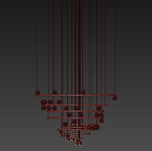 Chandelier circular with balls hanging from it 3D model_1