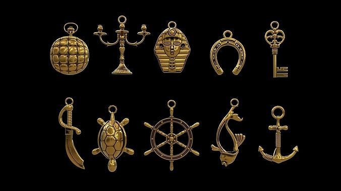 Pendant Jewelry collection  VR Low-poly 3D print model