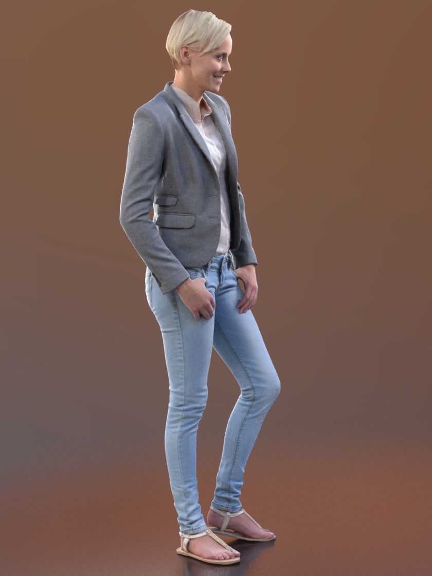 Ina 10061 - Standing Casual Girl Low-poly 3D model_2
