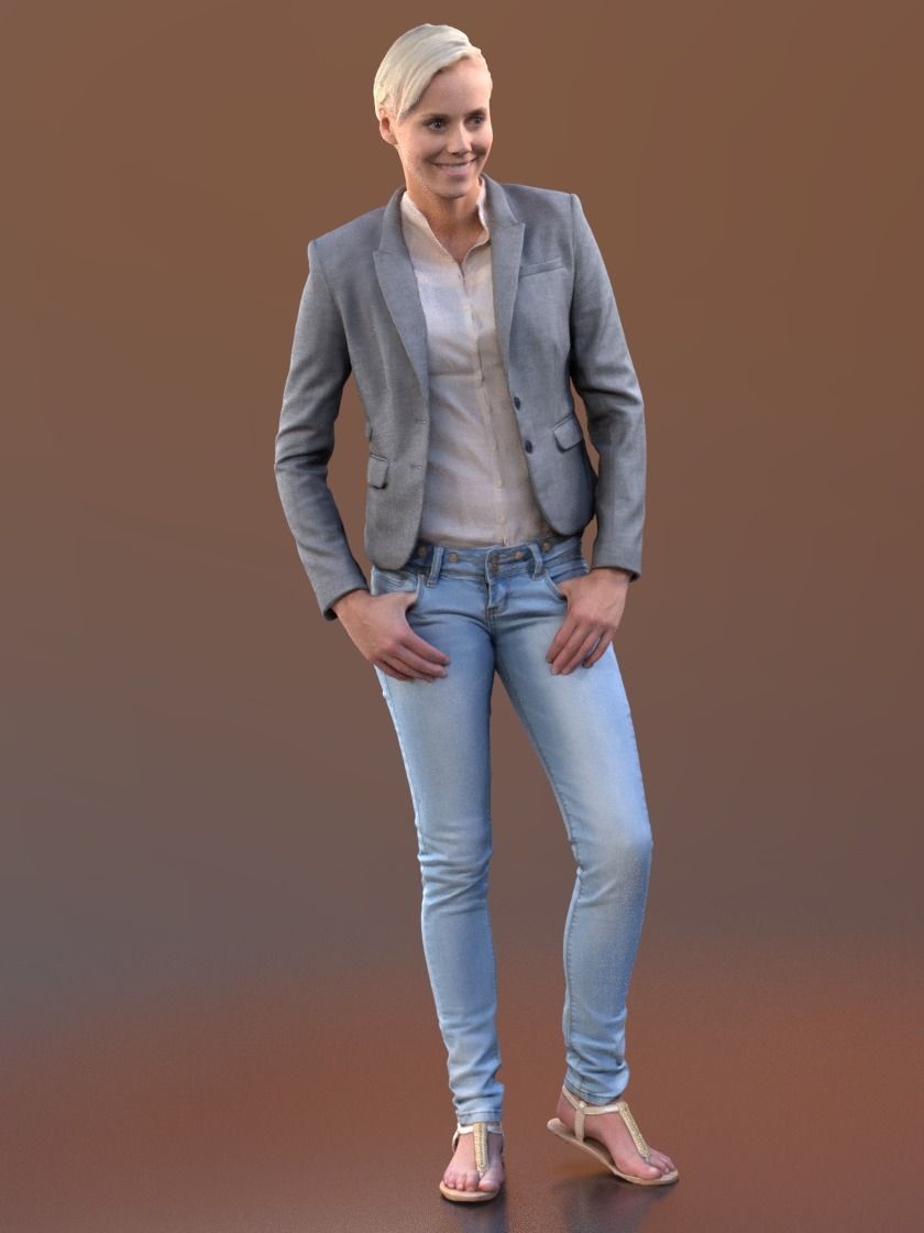 Ina 10061 - Standing Casual Girl Low-poly 3D model_1