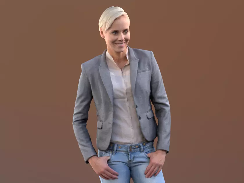 Ina 10061 - Standing Casual Girl Low-poly 3D model_0