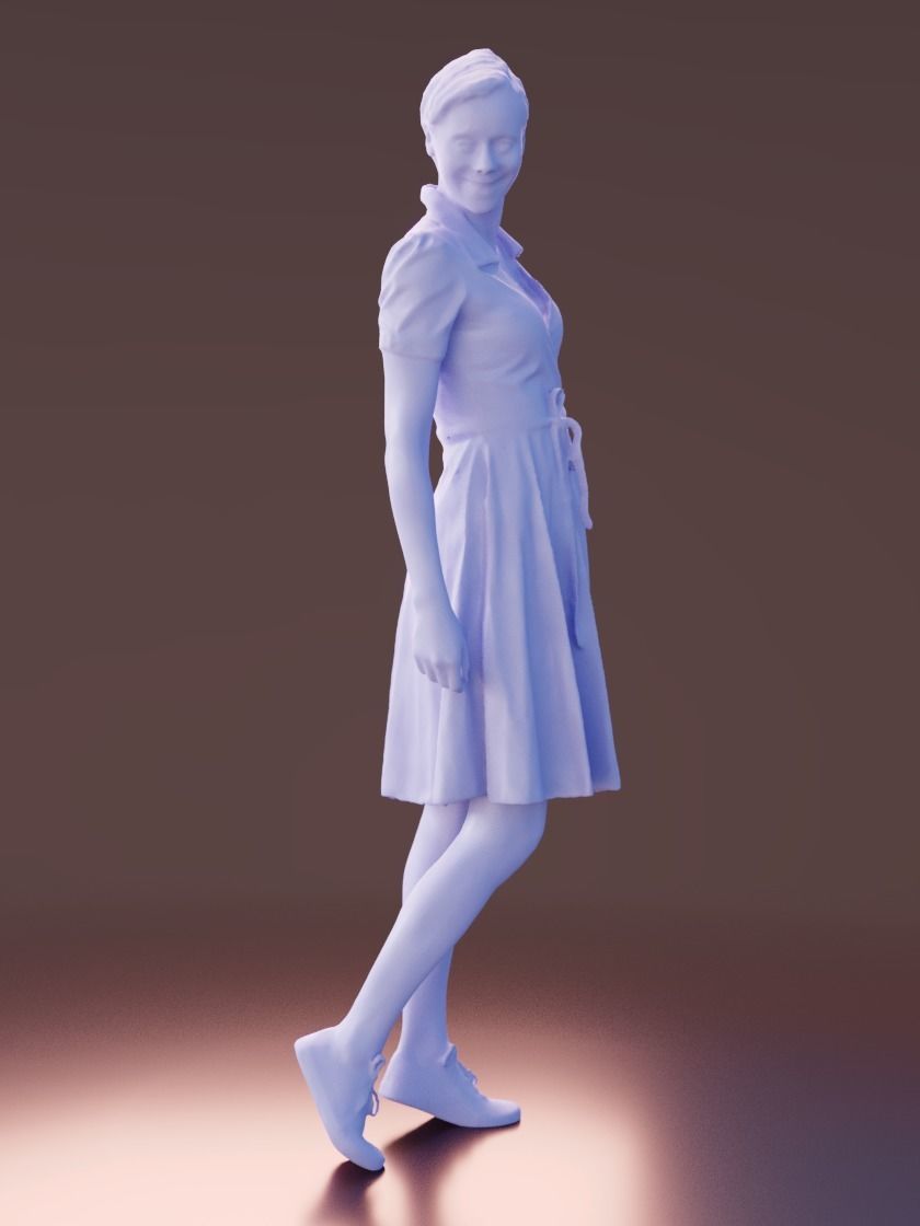 Ina 10064 - Standing elegant Girl Low-poly 3D model_3