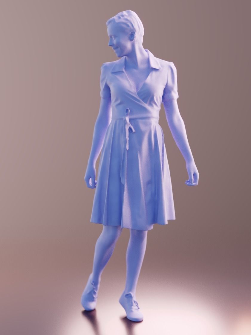 Ina 10064 - Standing elegant Girl Low-poly 3D model_4