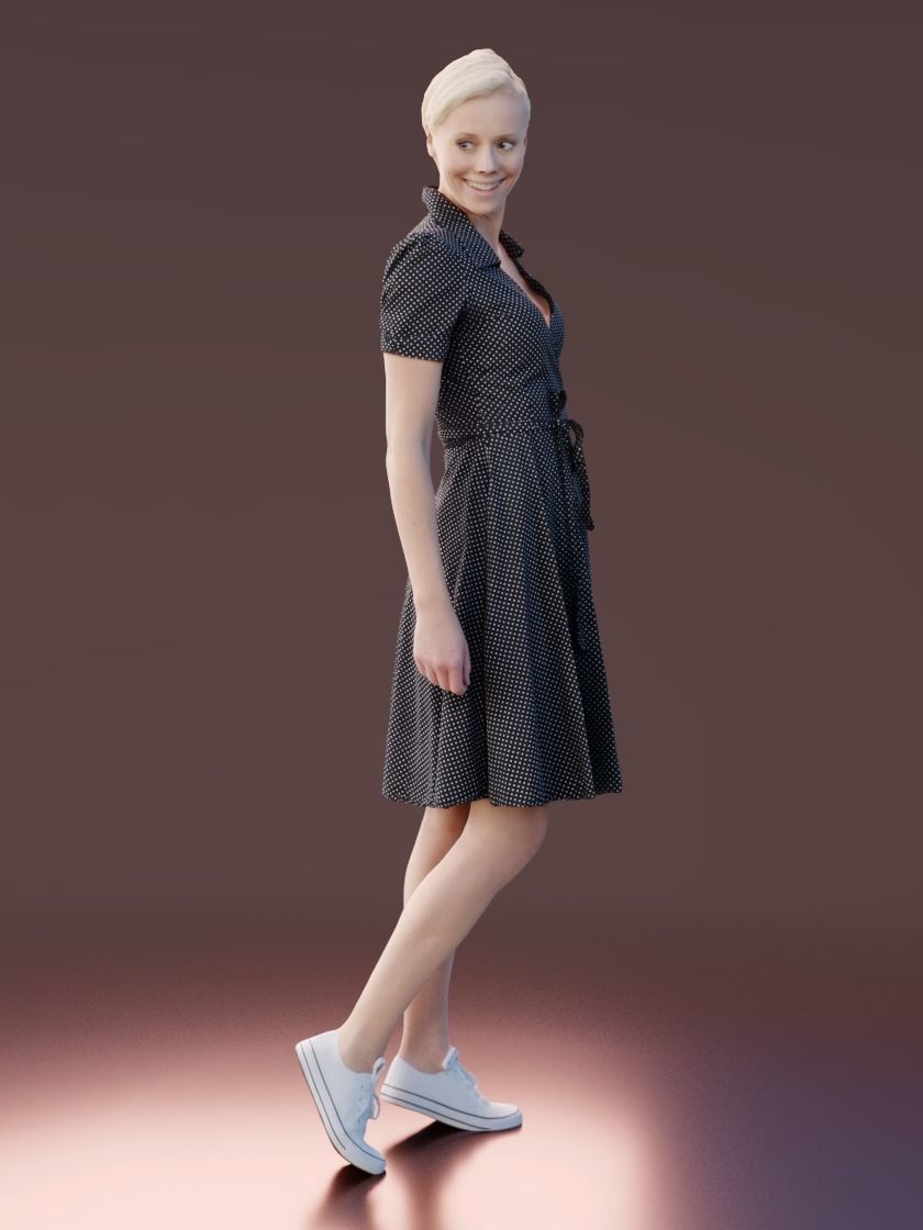 Ina 10064 - Standing elegant Girl Low-poly 3D model_1