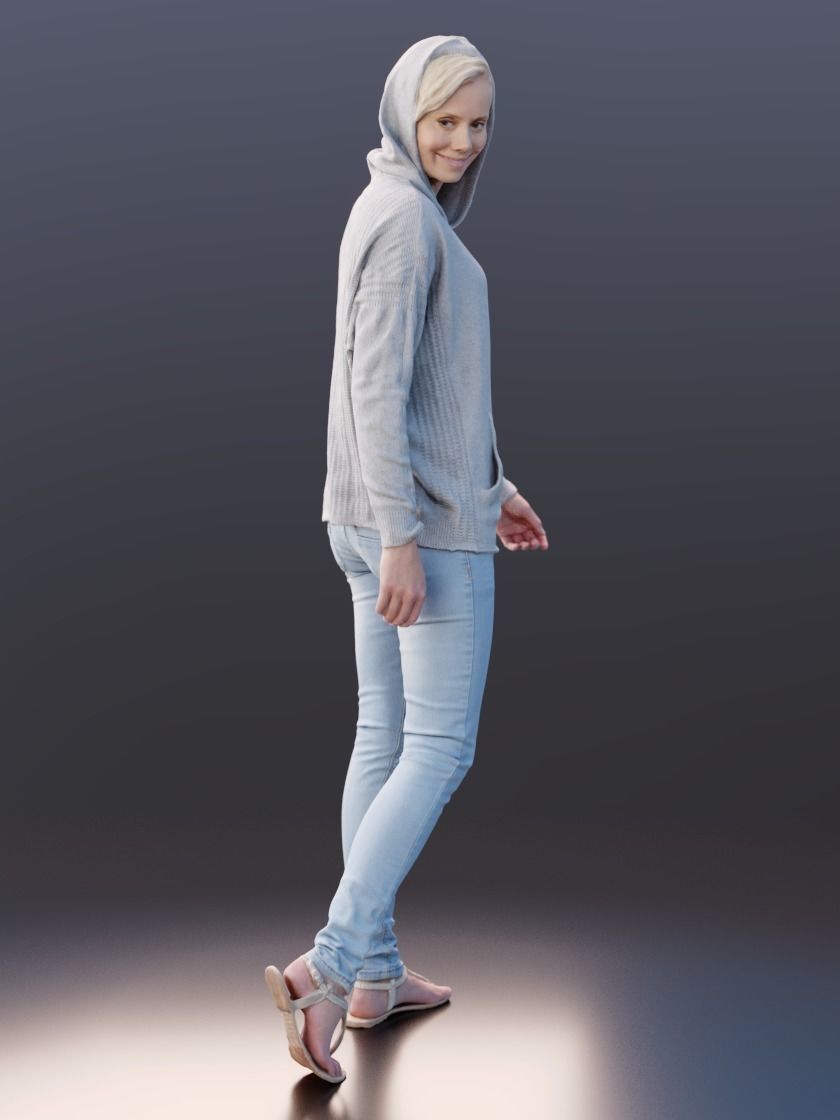 Ina 10063 - Standing Casual Girl Low-poly 3D model_2