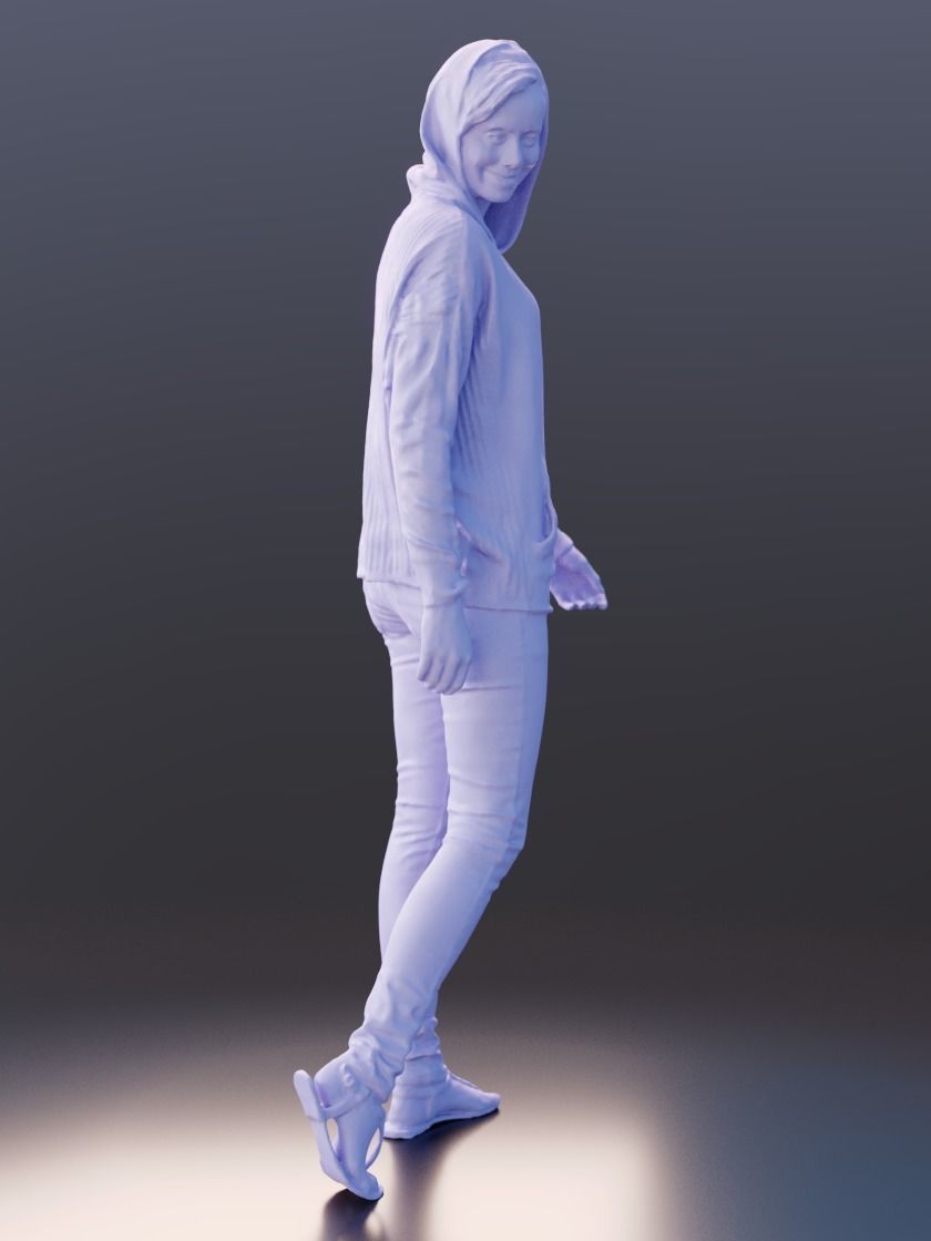 Ina 10063 - Standing Casual Girl Low-poly 3D model_4