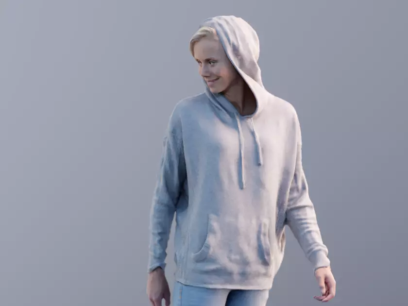 Ina 10063 - Standing Casual Girl Low-poly 3D model_0