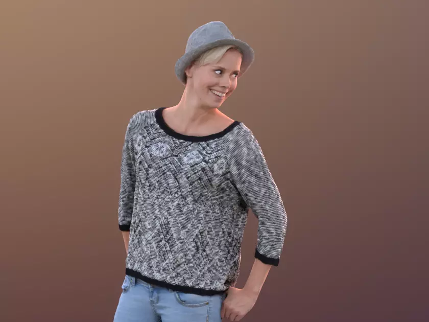 Ina 10062 - Standing Casual Woman Low-poly 3D model_0