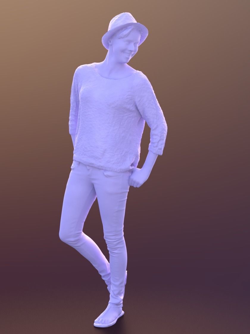 Ina 10062 - Standing Casual Woman Low-poly 3D model_3