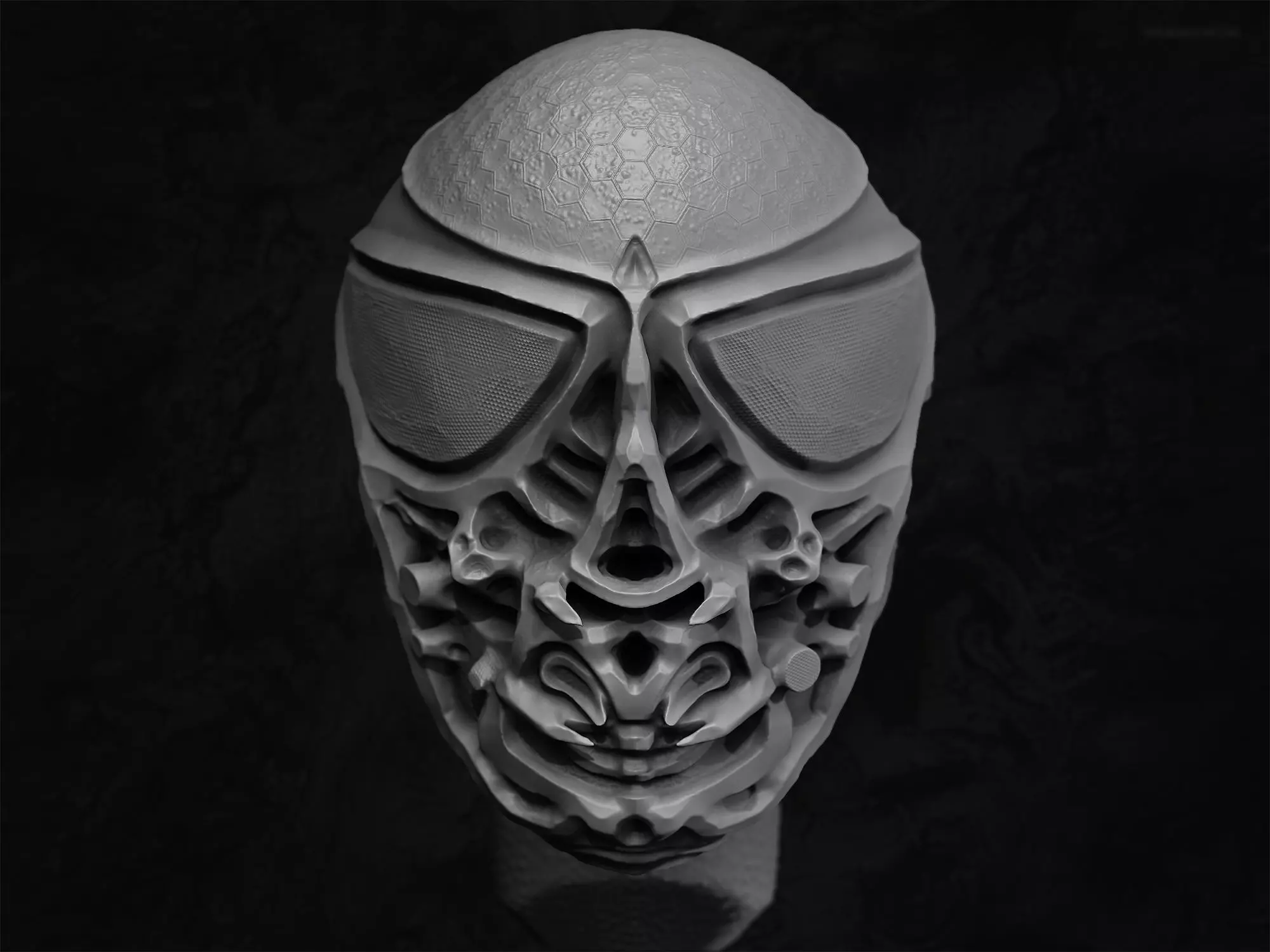 Alien Bust Model Low-poly 3D model_0