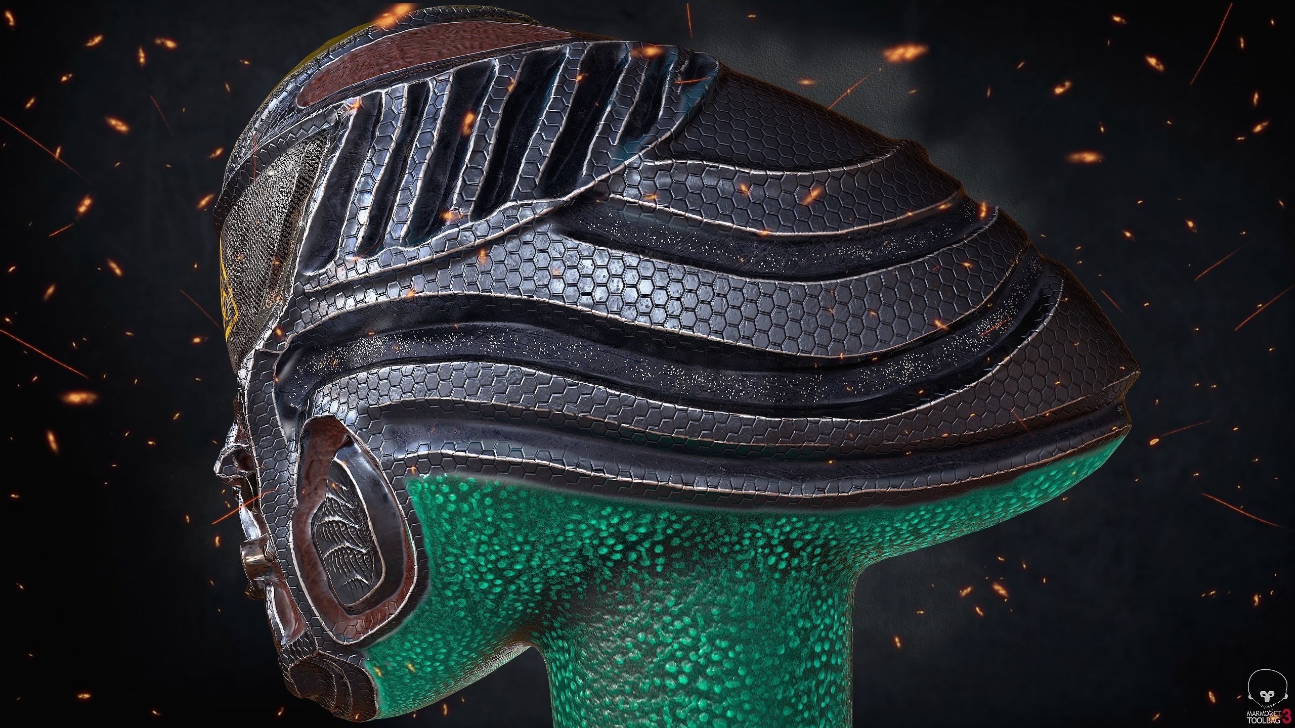 Alien Bust Model Low-poly 3D model_6