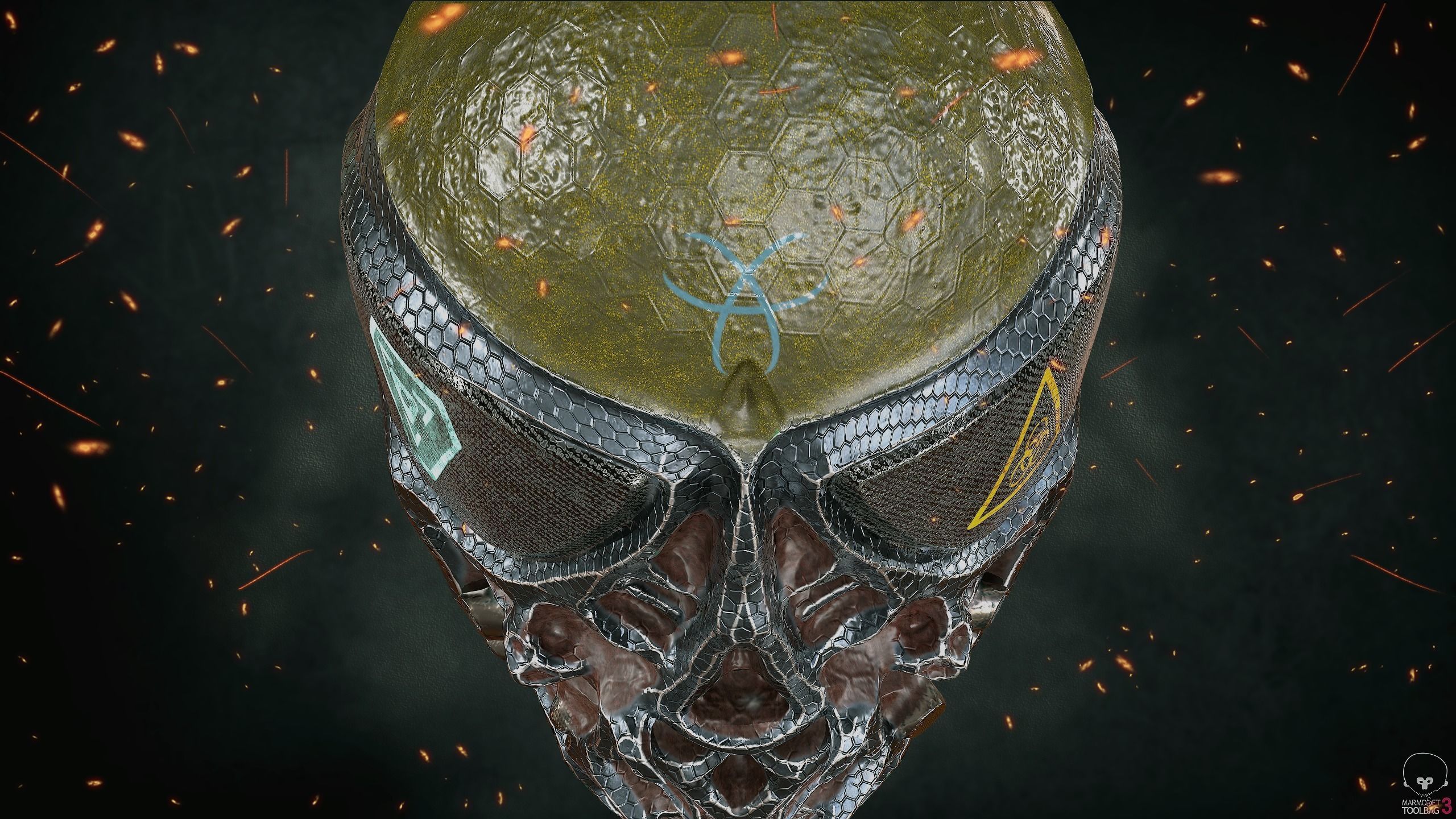 Alien Bust Model Low-poly 3D model_10