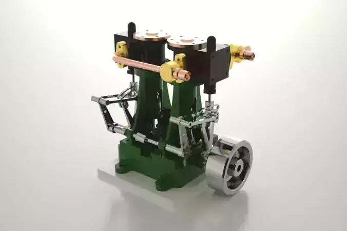 Twin cylinder steam engine 3D model