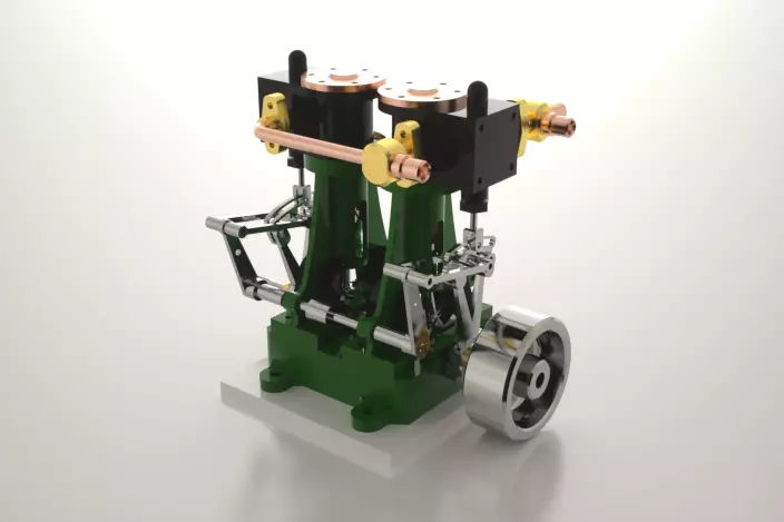 Twin cylinder steam engine 3D model