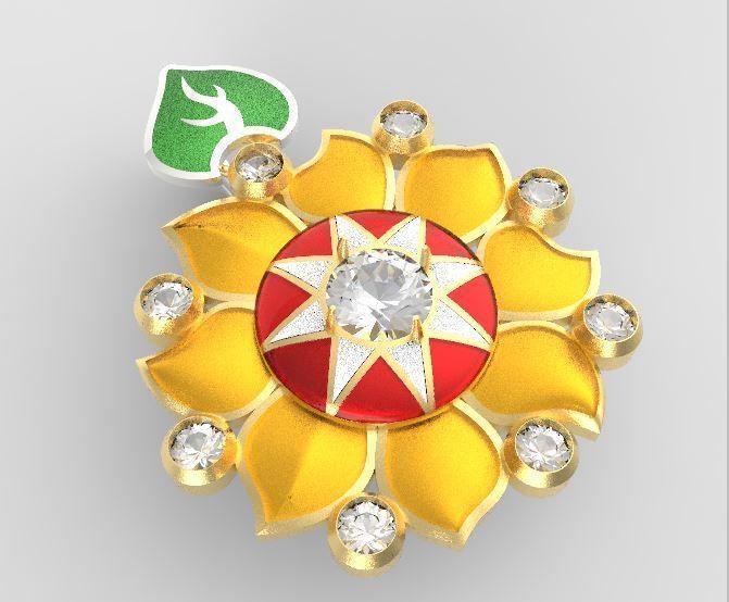 Sunflower pendant 3D print model_15