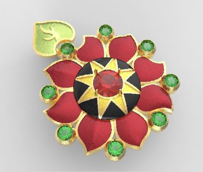 Sunflower pendant 3D print model_2
