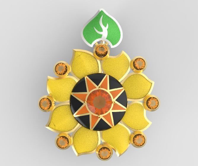 Sunflower pendant 3D print model_12