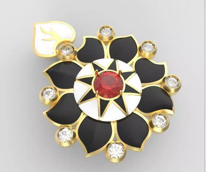 Sunflower pendant 3D print model_0