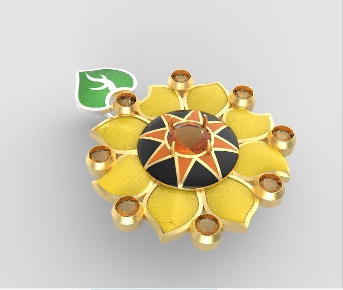 Sunflower pendant 3D print model_11