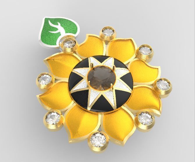 Sunflower pendant 3D print model_16