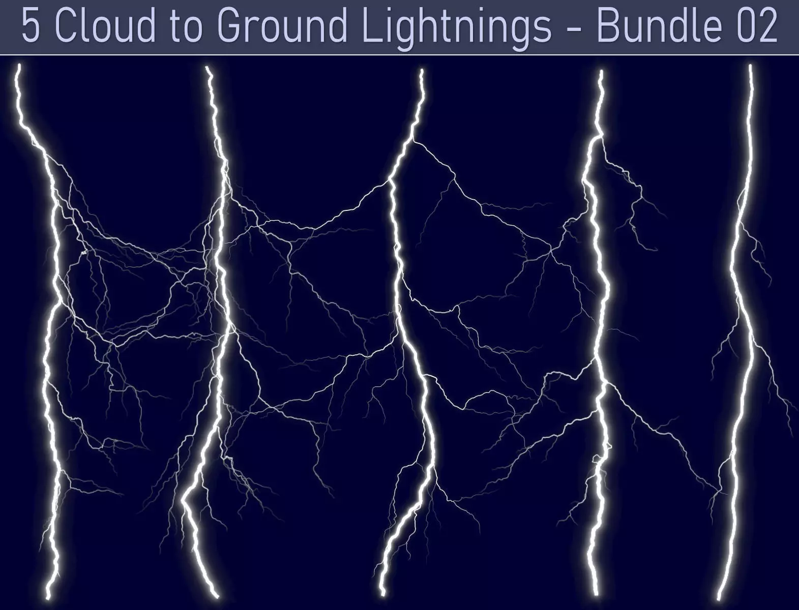 Realistic Lightnings Bundle 02 - 5 pack CG 3D Model Collection_0