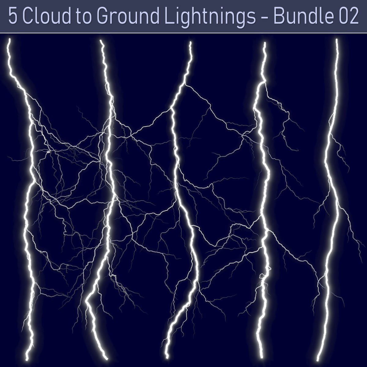 Realistic Lightnings Bundle 02 - 5 pack CG 3D Model Collection_2