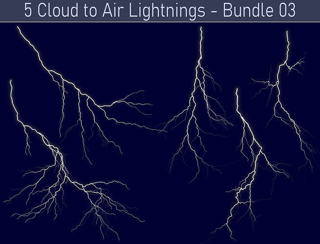 Realistic Lightnings Bundle 03 - 5 pack CA 3D Model Collection